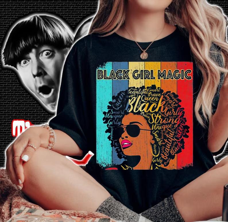 Womens Vintage Melanin Afro Black Girl Magic Queen T-Shirt woman shirt