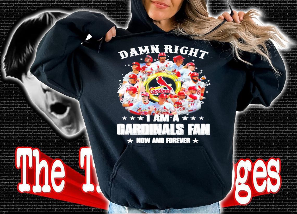Damn right I am a Cardinals Fan now and forever signatures all team shirt