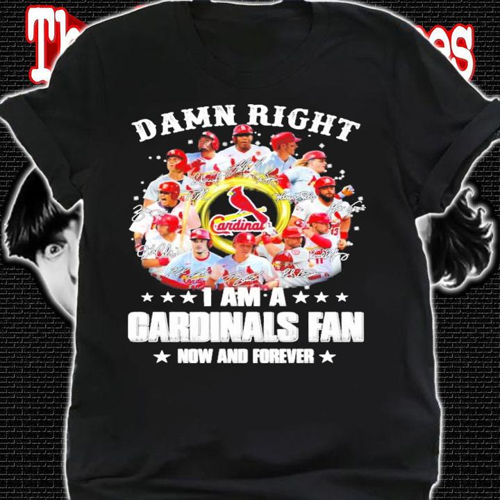 Damn right I am a Cardinals Fan now and forever signatures all team shirt