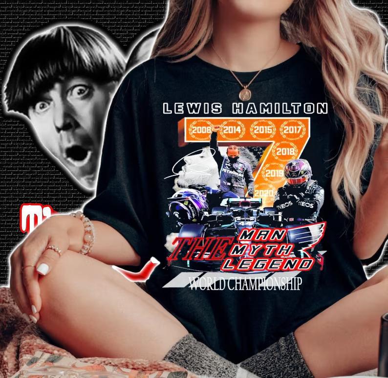 Lewis Hamilton the man myth legend world Championship signature shirt