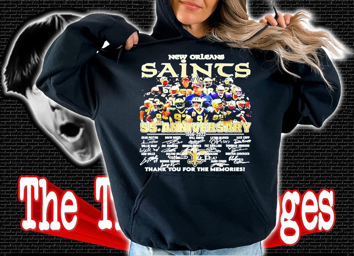 New Orleans Saints 55th anniversary thank You for the memories signatures T-shirt hoodie