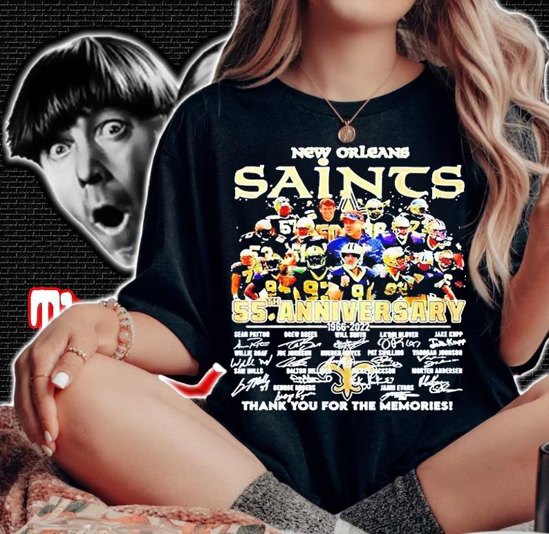 New Orleans Saints 55th anniversary thank You for the memories signatures T-shirt woman shirt