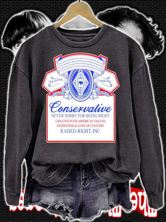 One nation under god Conservative never sorry for being right shirt