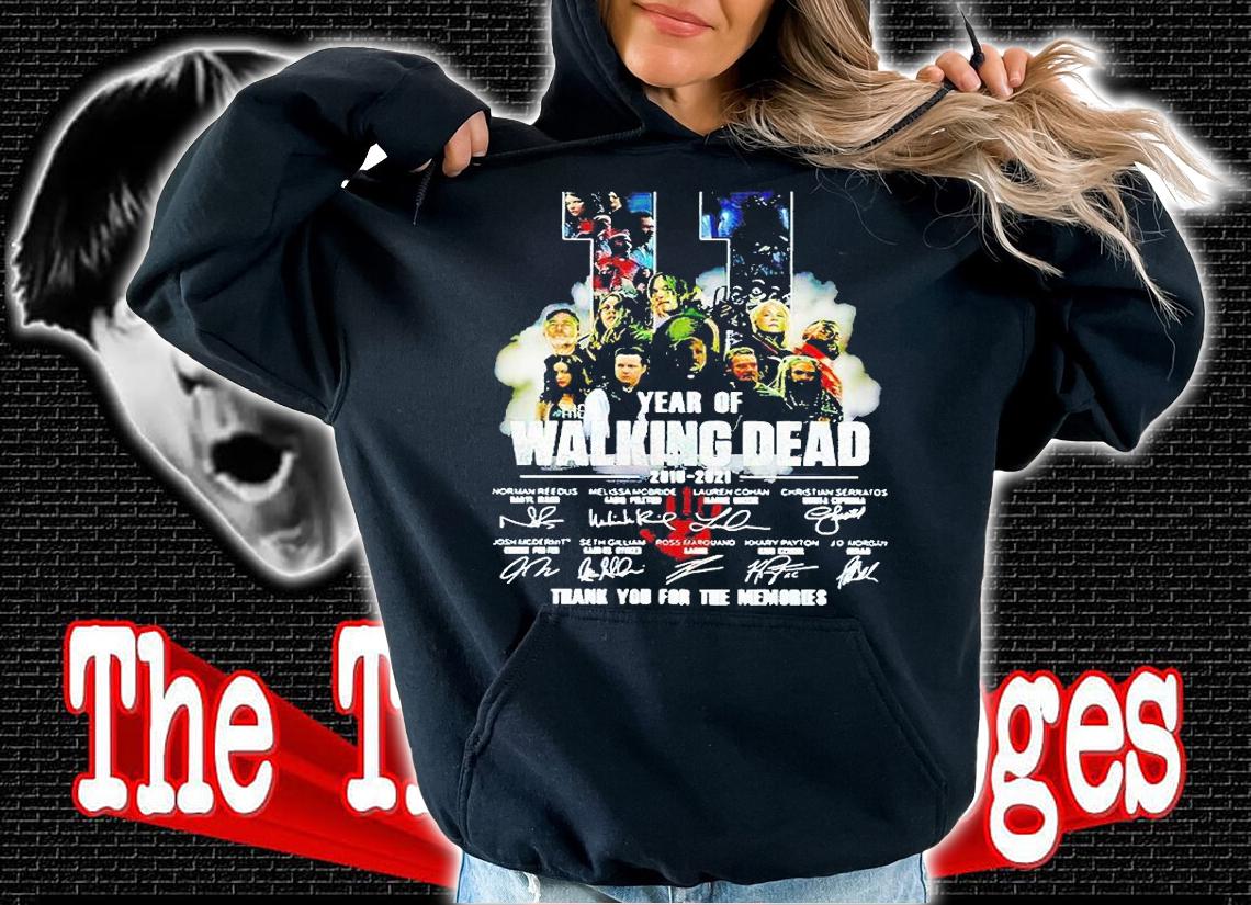 11 years of The Walking Dead 2010-2021 thank You for the memories signatures T-shirt hoodie