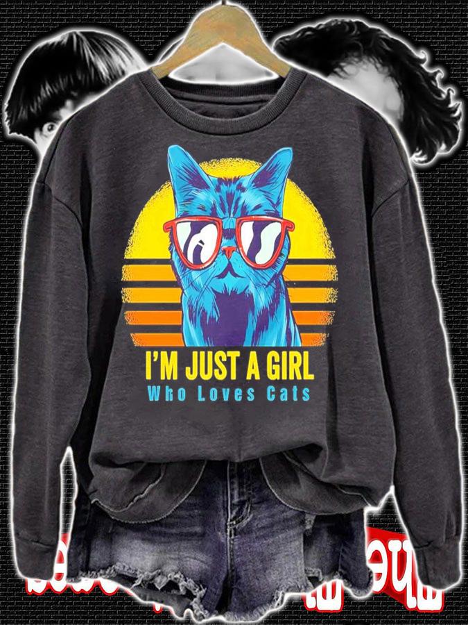 Cat I'm just a girl who loves cats vintage shirt sweatshirt