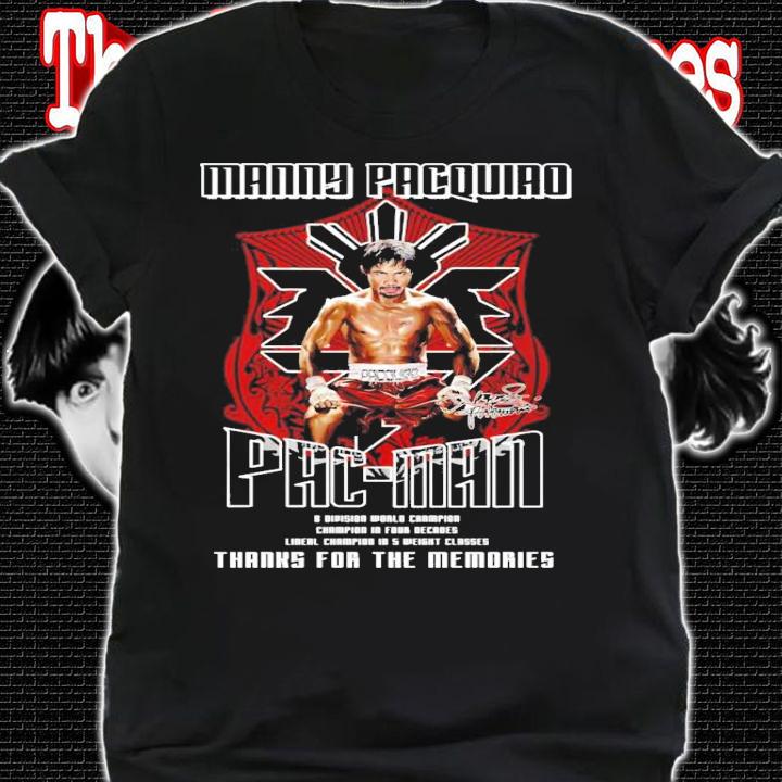 Manny Pacquiao Pac Man signature thanks for the memories shirt