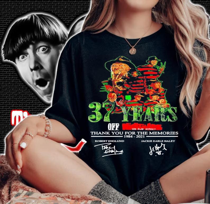 37 years off nightmare on elm street signatures t-shirt woman shirt