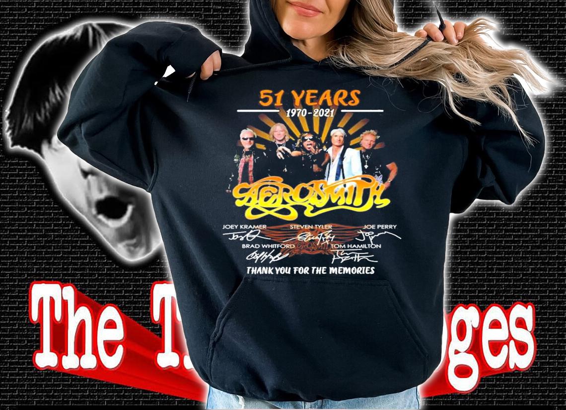 51 years 1970-2021 Aerosmith signatures t-shirt hoodie