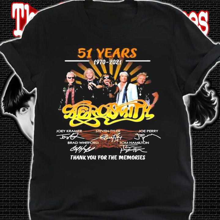 51 years 1970-2021 Aerosmith signatures t-shirt shirt