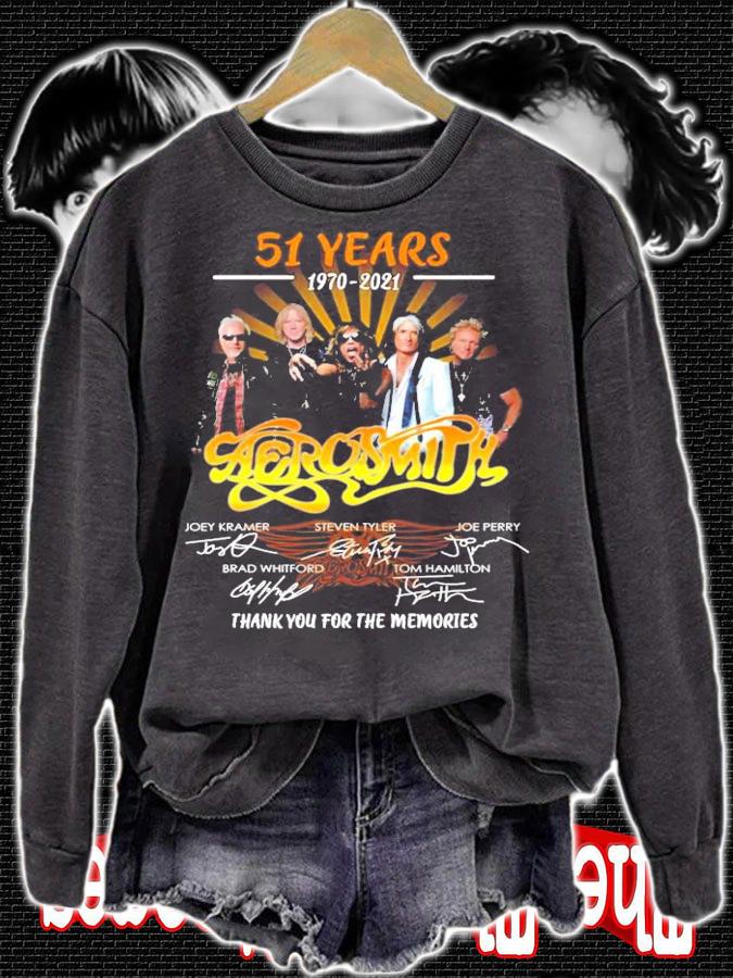 51 years 1970-2021 Aerosmith signatures t-shirt sweatshirt