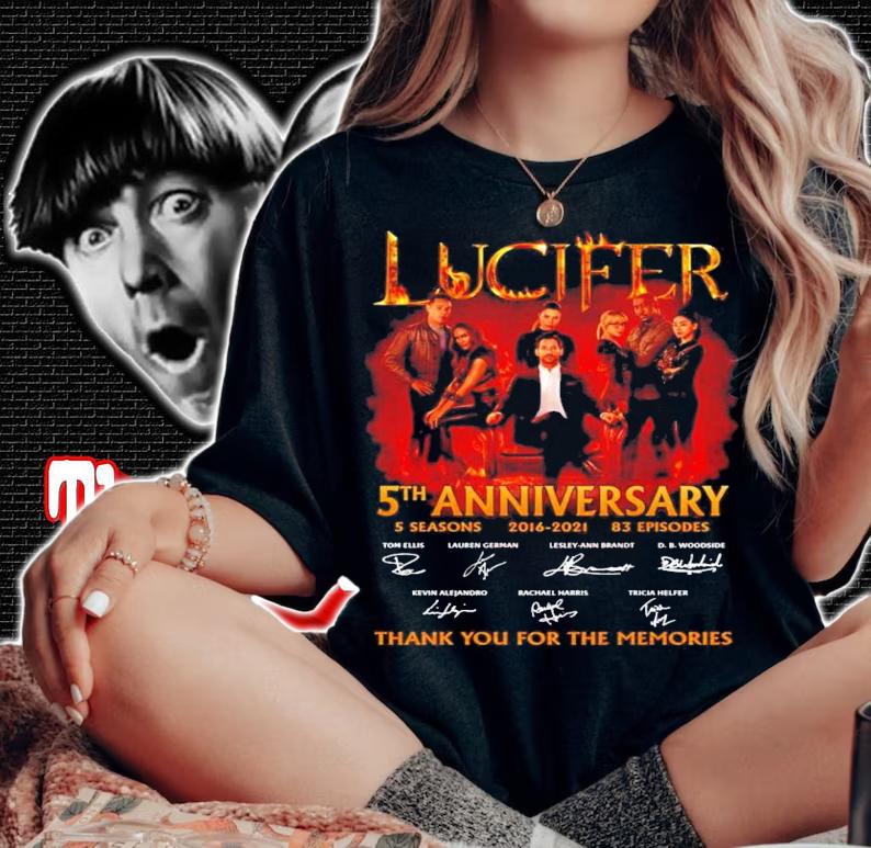 Lucifer 5th anniversary signatures shirt woman shirt