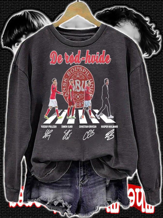 Original denmark De rod hvide Abbey Road signatures shirt