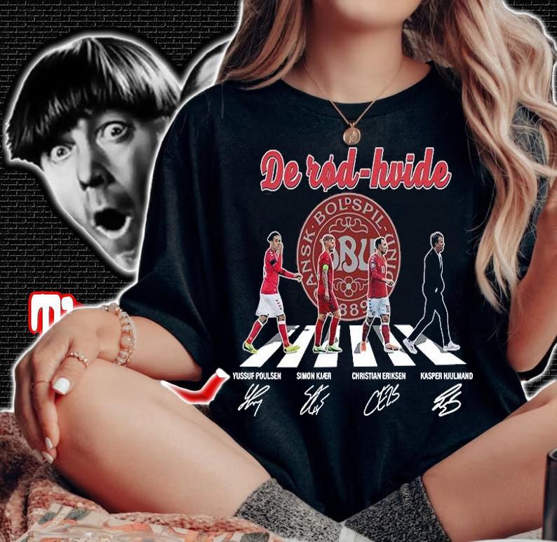 Original denmark De rod hvide Abbey Road signatures shirt
