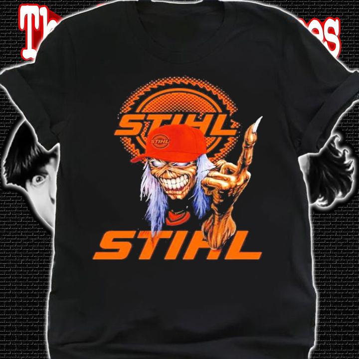 Skull wear hat with Stihl logo shirt shirt