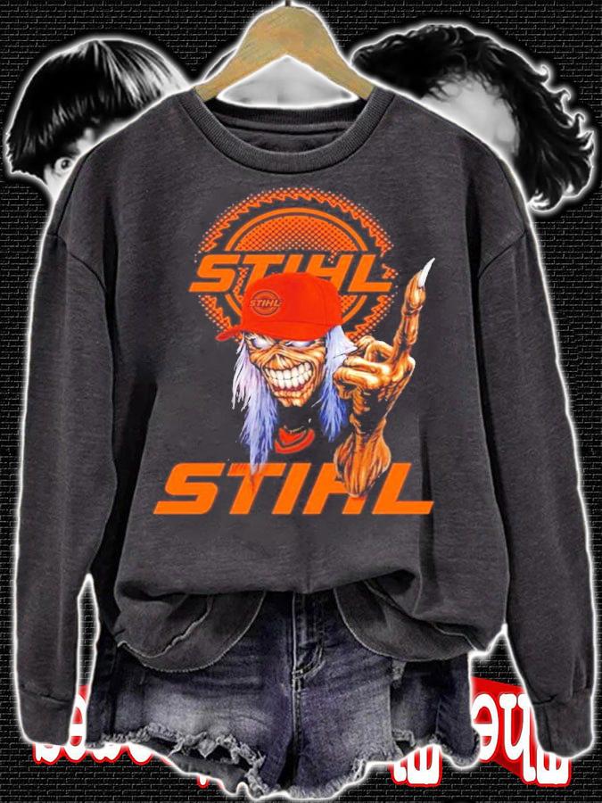 Skull wear hat with Stihl logo shirt sweatshirt