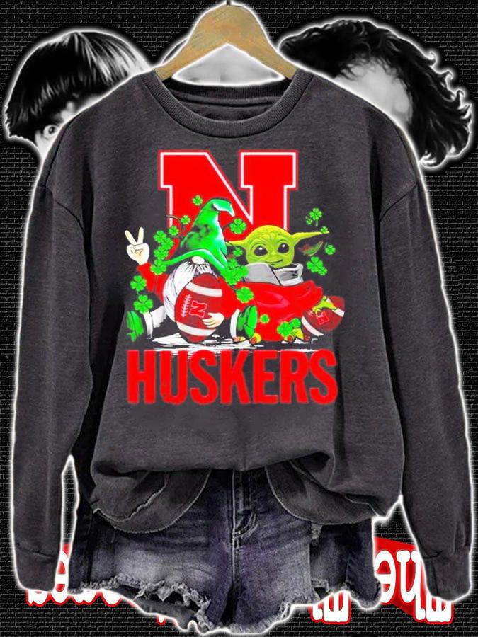 St.Patrick's day Gnome and Baby Yoda Nebraska Huskers shirt sweatshirt