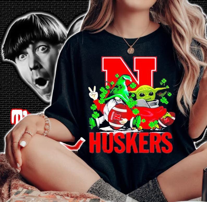 St.Patrick's day Gnome and Baby Yoda Nebraska Huskers shirt woman shirt