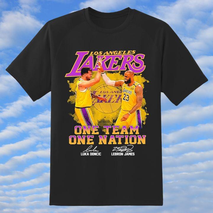 Luka Doncic And Lebron James Lakers One Team One Nation Signed Shirt