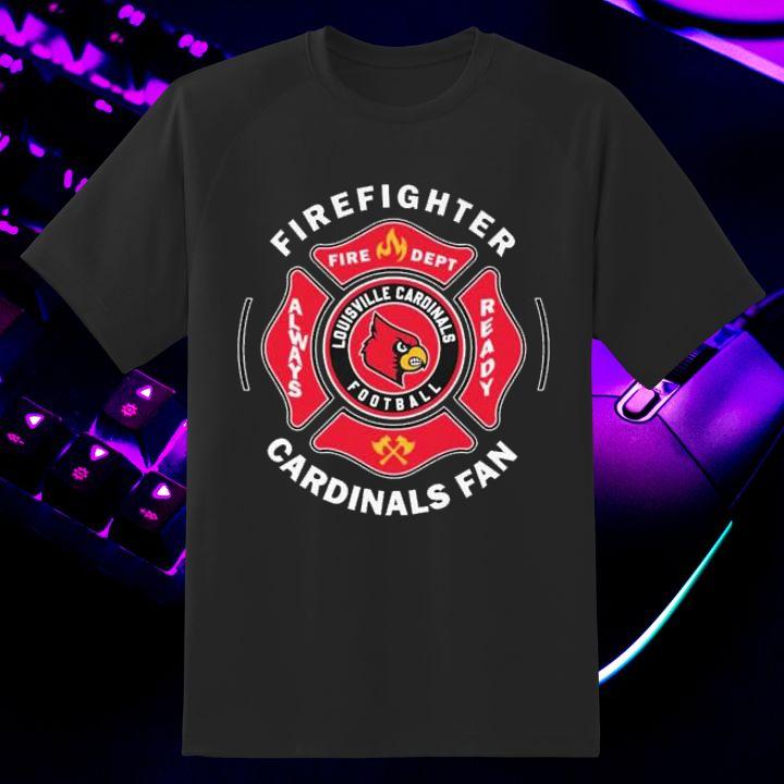 Fire Dept Louisville Cardinals Logo Football Firefighter T-Shirt