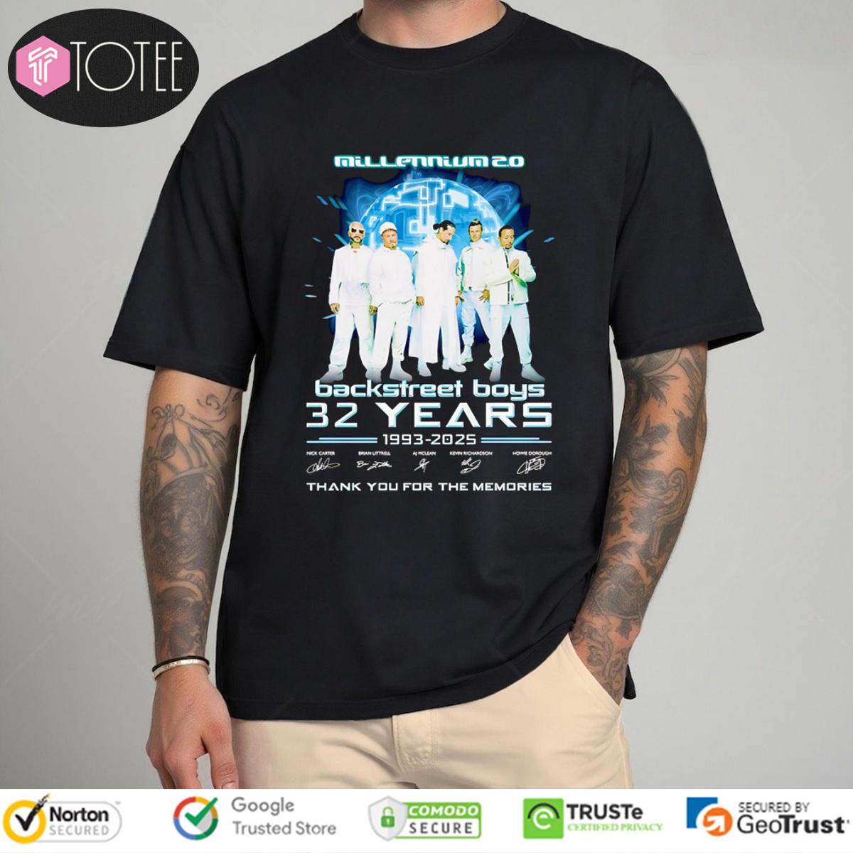 32 Years 1993-2025 Backstreet Boys Millennium 2.0 Signatures T-Shirt