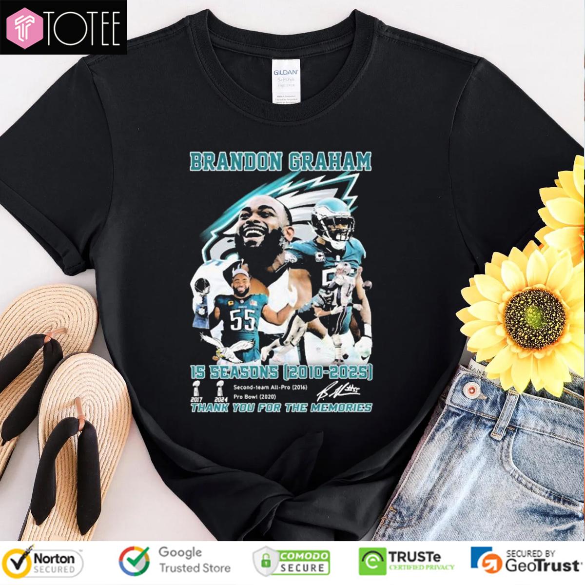 Brandon Graham Philadelphia Eagles 15 Seasons 2010-2025 Signature T-Shirt