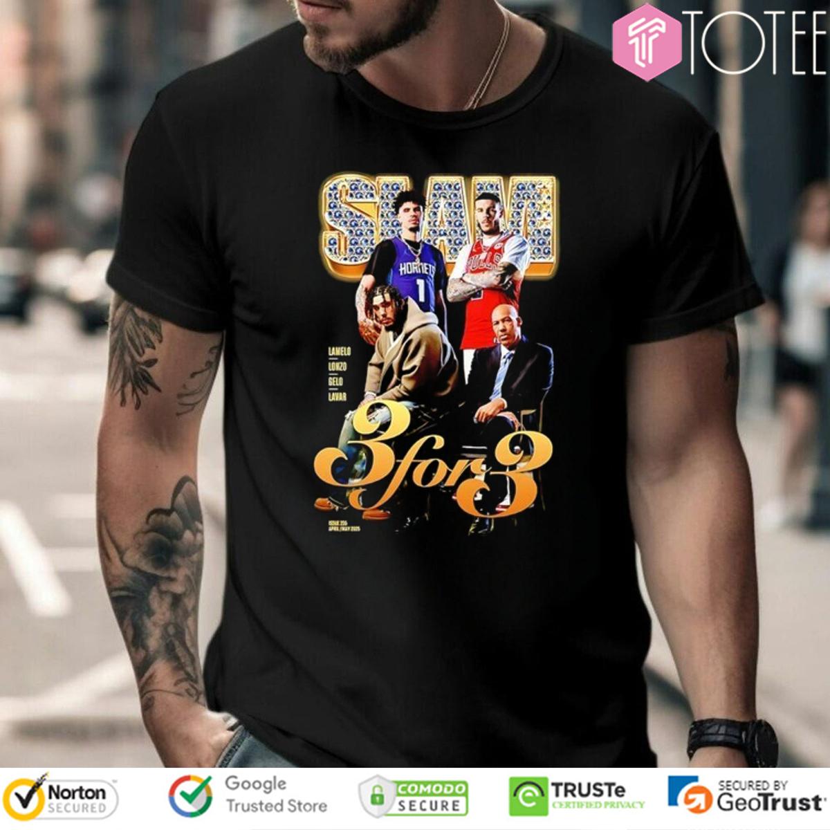 Slam 3 For 3 Lamelo Lonzo Charlotte Hornets Gelo Lavar Greensboro Swarm T-Shirt
