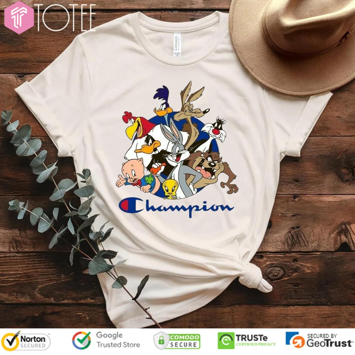 Looney Tunes Characters Parody Champion Logo T-Shirt