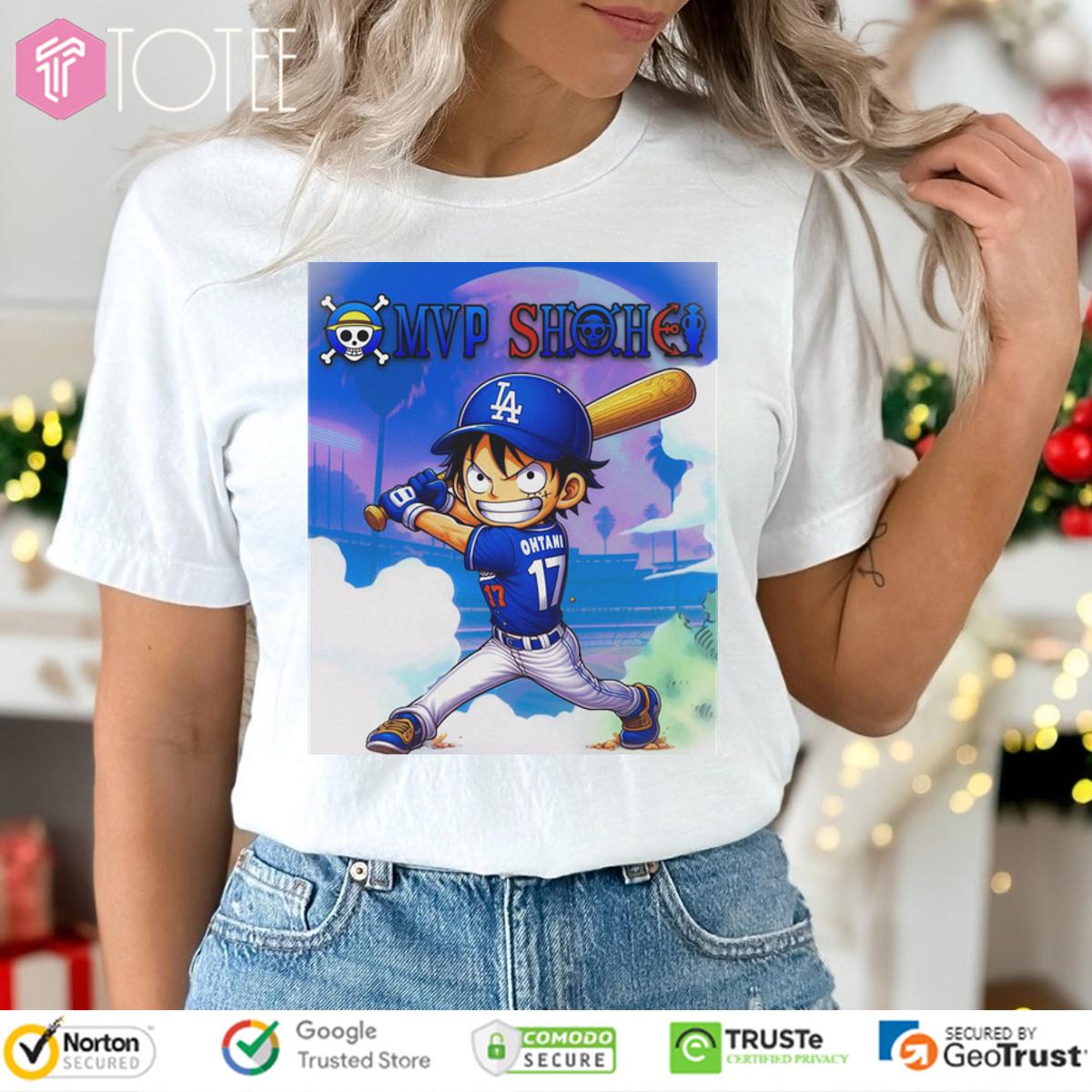 MVP Shohei Ohtani Los Angeles Dodgers Parody Luffy One Piece T-Shirt