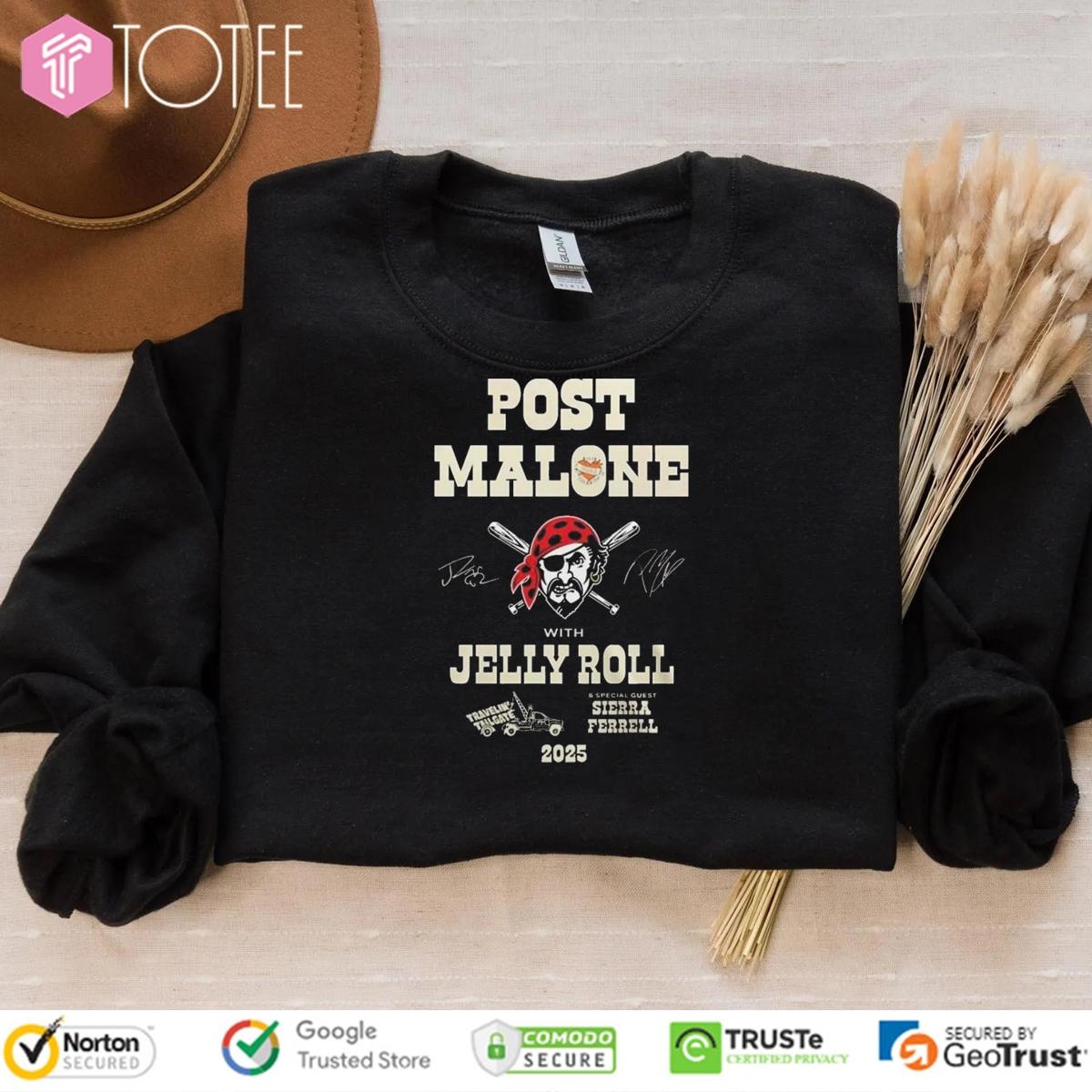 Pittsburgh Pirates Post Malone Jelly Roll Big Ass Stadium Tour 2025 Signed Sweatshirt